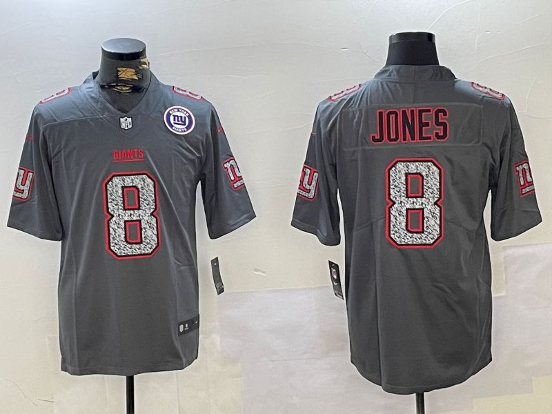 Men New York Giants #8 Jones Grey 2024 Nike Vapor Limited NFL Jersey style 2->new york giants->NFL Jersey